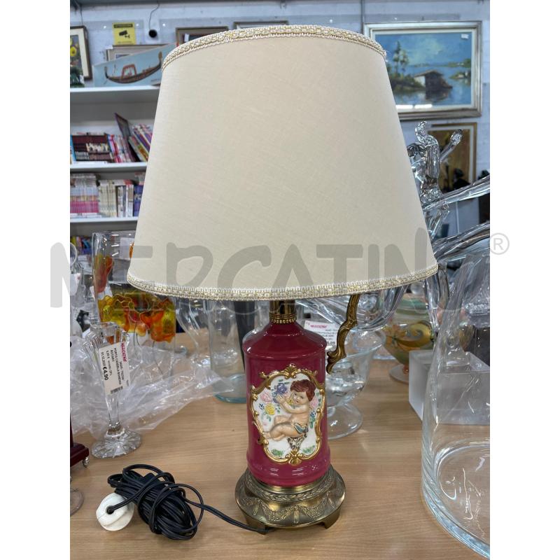 BOTTIGLIA LAMPADA PUTTO BORDEAUX BORDO ORO  | Mercatino dell'Usato Chivasso 1