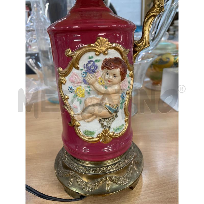 BOTTIGLIA LAMPADA PUTTO BORDEAUX BORDO ORO  | Mercatino dell'Usato Chivasso 2