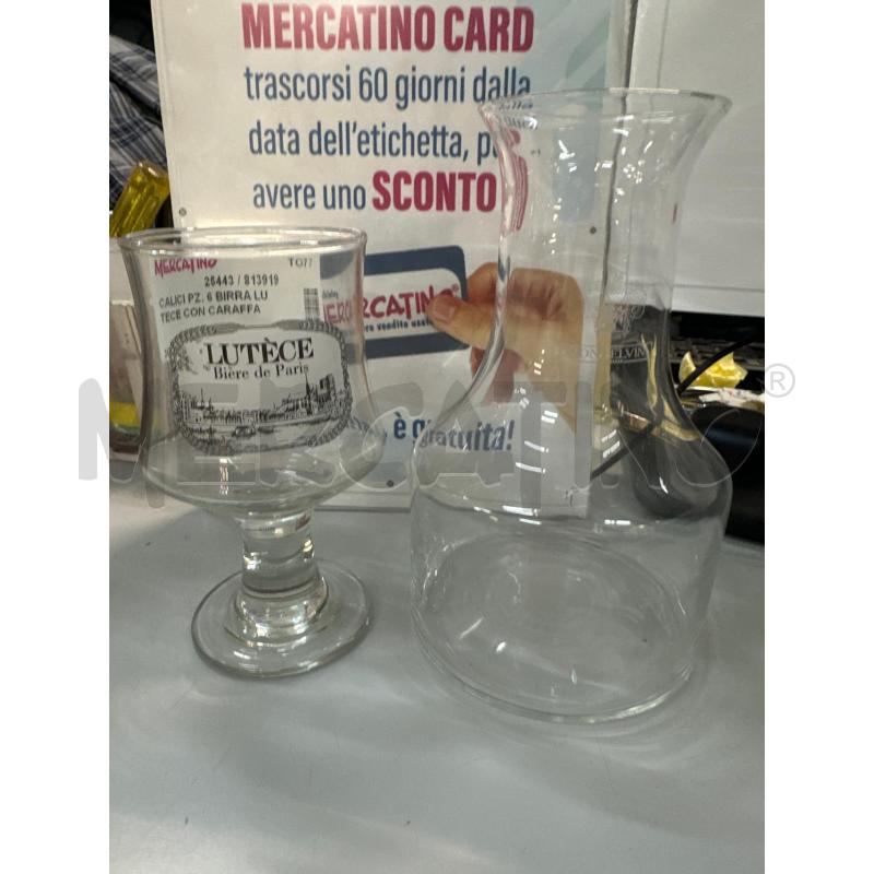 CALICI PZ. 6 BIRRA LUTECE CON CARAFFA  | Mercatino dell'Usato Chivasso 1