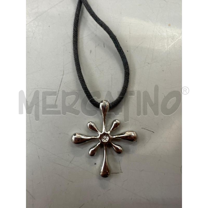 COLLANA CORDINO NERO MORELLATO CIONDOLO CROMATO  | Mercatino dell'Usato Chivasso 1