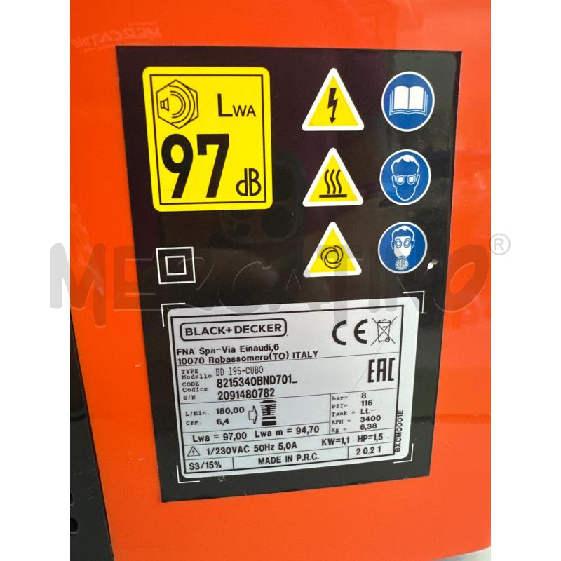 COMPRESSORE BLACK & DECKER BD 195 CUBO NUOVO | Mercatino dell'Usato Chivasso 2