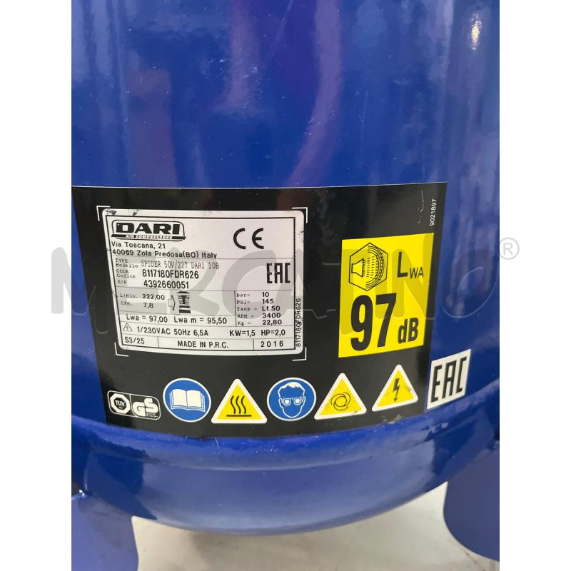 COMPRESSORE VERTICALE 2.0 SPIDER 50V DARI  | Mercatino dell'Usato Chivasso 3
