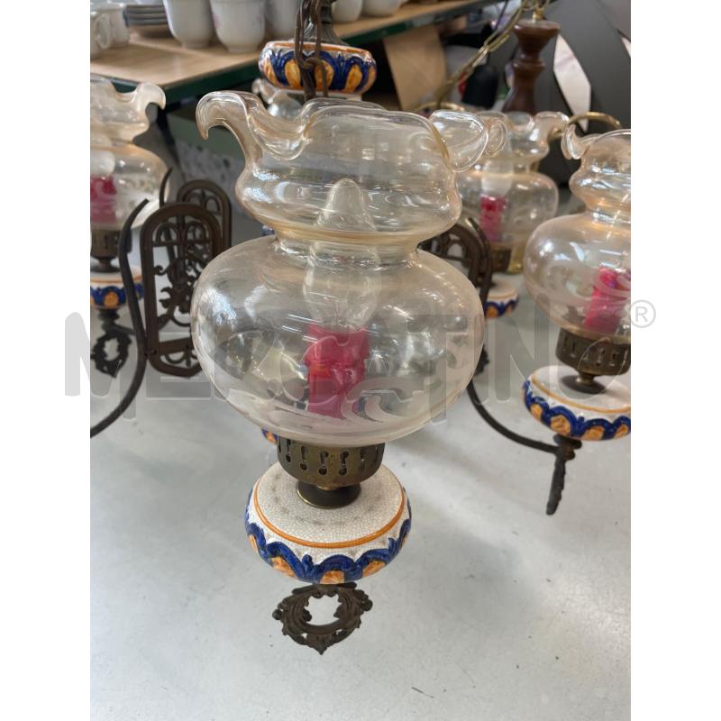LAMPADARIO 6 LUCI CERAMICA BLU ARANCIONE | Mercatino dell'Usato Chivasso 1