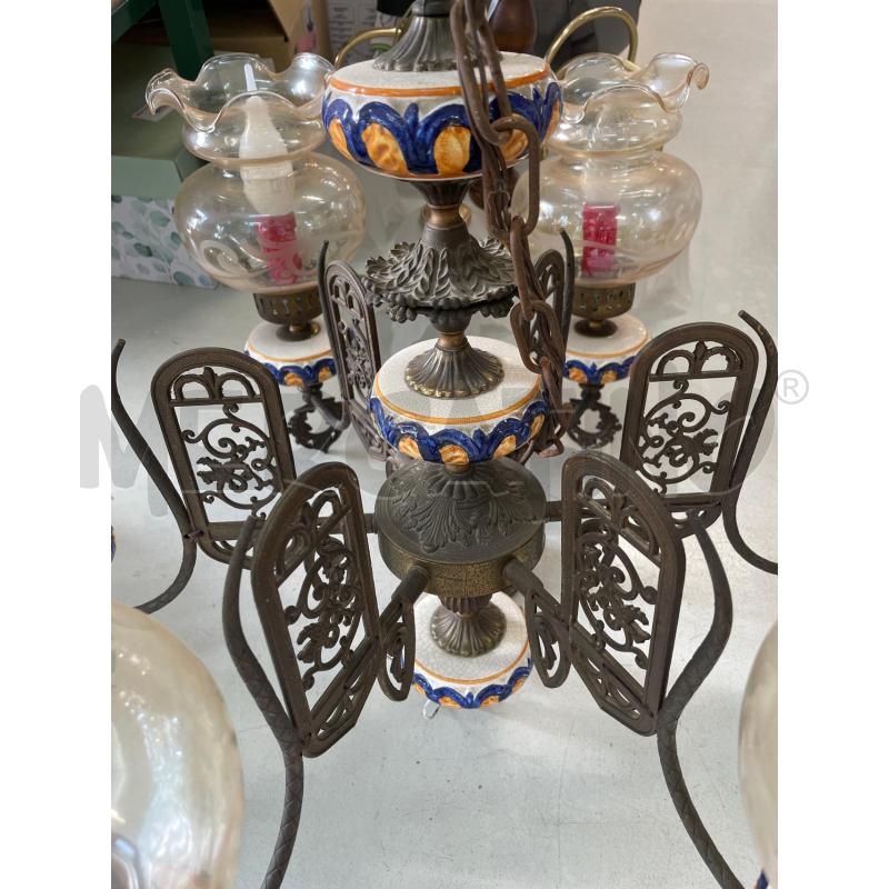 LAMPADARIO 6 LUCI CERAMICA BLU ARANCIONE | Mercatino dell'Usato Chivasso 3