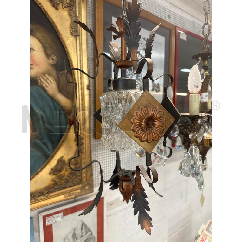 LAMPADARIO CAMPANA CENTRALE FOGLIE RAME  | Mercatino dell'Usato Chivasso 1