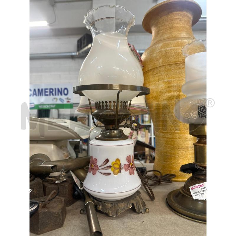 LAMPADA A LUME CERAMICA OTTONE FLOREALE GIALLO ROSA  | Mercatino dell'Usato Chivasso 1