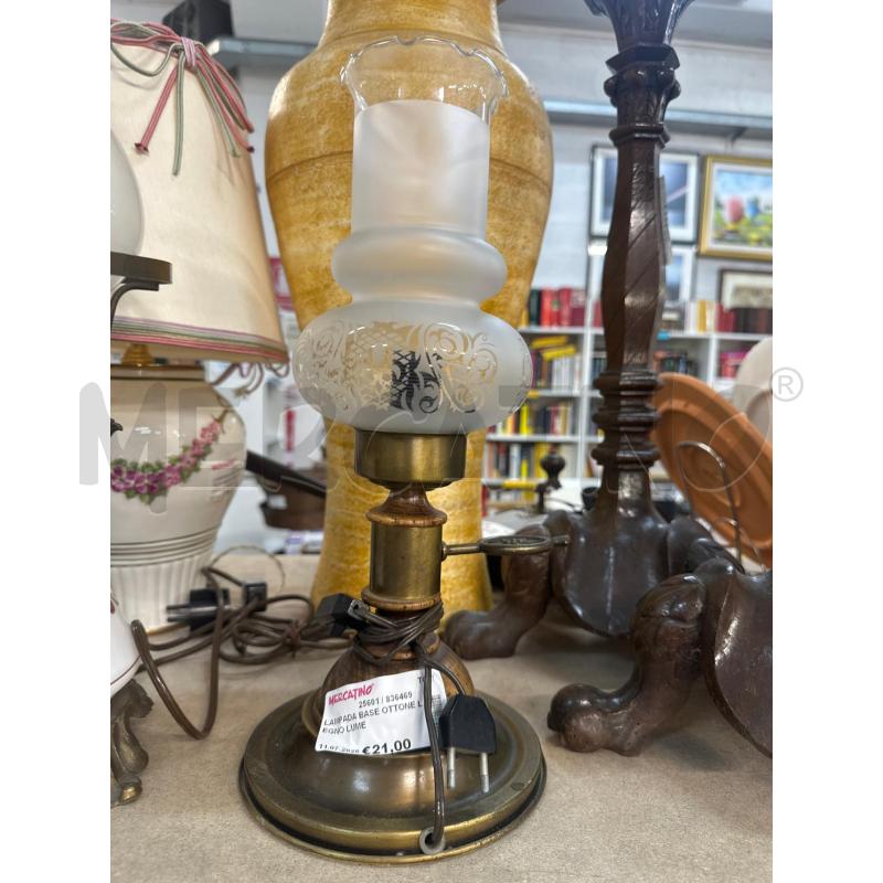 LAMPADA BASE OTTONE LEGNO LUME  | Mercatino dell'Usato Chivasso 1