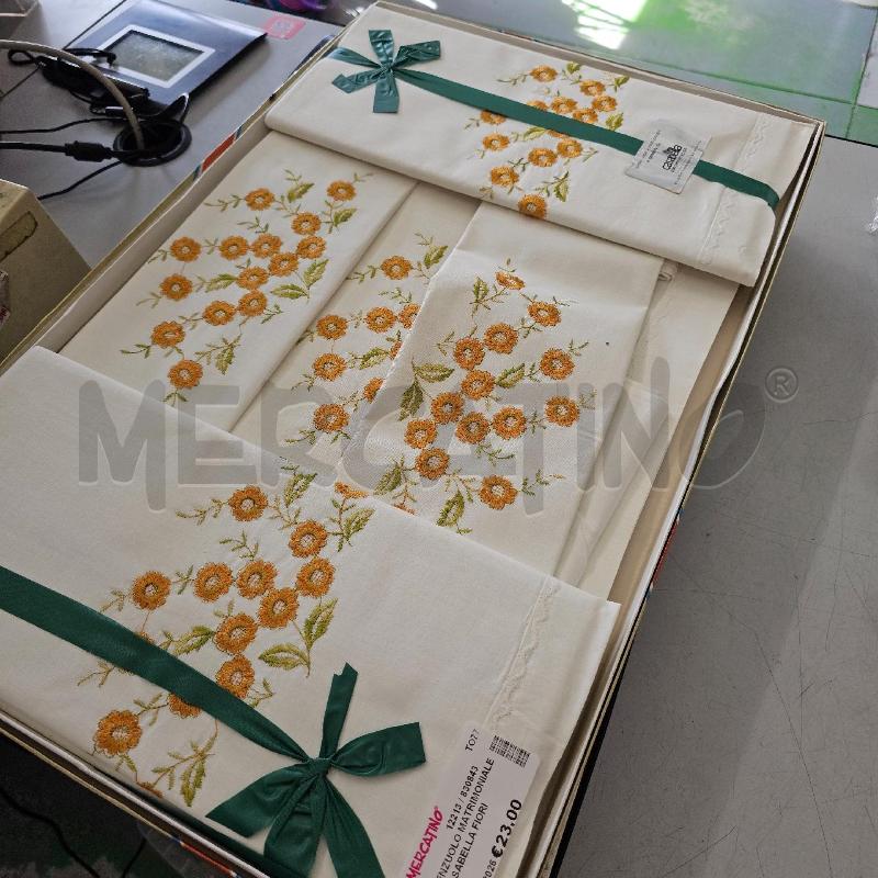 LENZUOLO MATRIMONIALE CASABELLA FIORI ARANCIO VERDI | Mercatino dell'Usato Chivasso 1