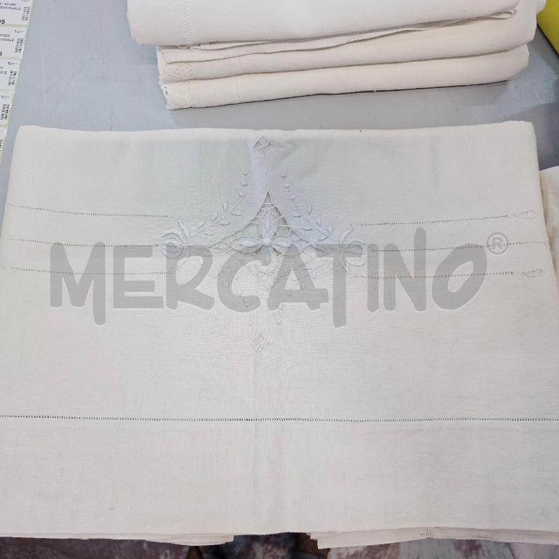 LENZUOLO MATRIMONIALE PURO LINO RICAMATO A MANO CORREDO | Mercatino dell'Usato Chivasso 1