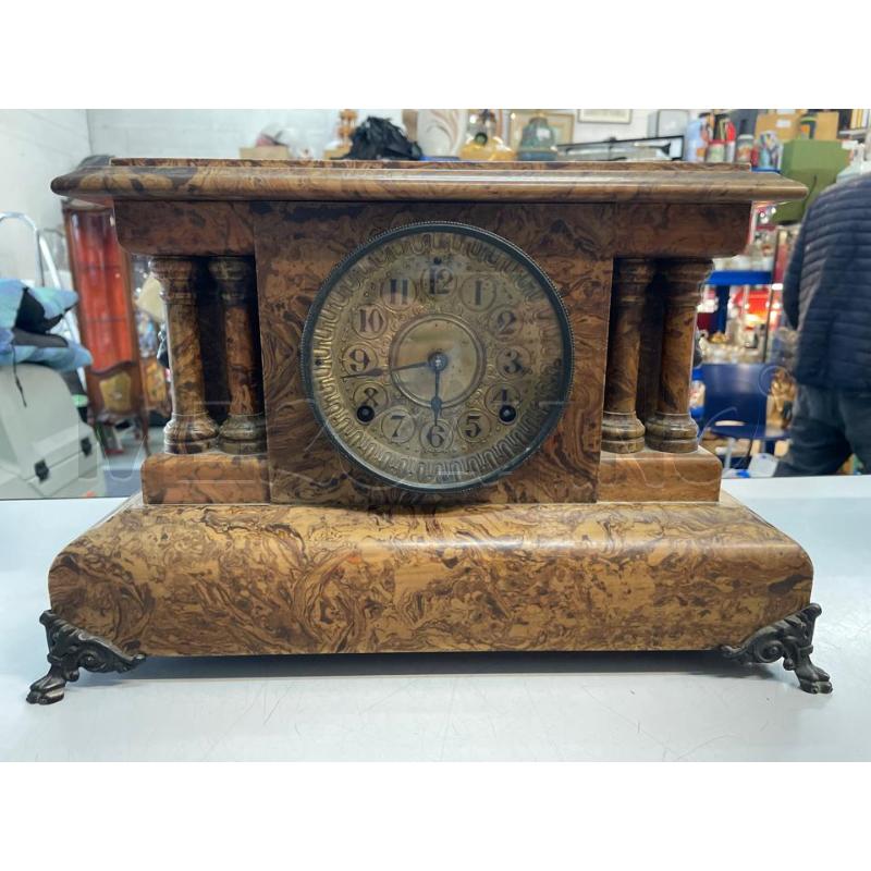 OROLOGIO DA CAMINO IN RADICA NON FUNZIONANTE NO CHIAVETTA | Mercatino dell'Usato Chivasso 1