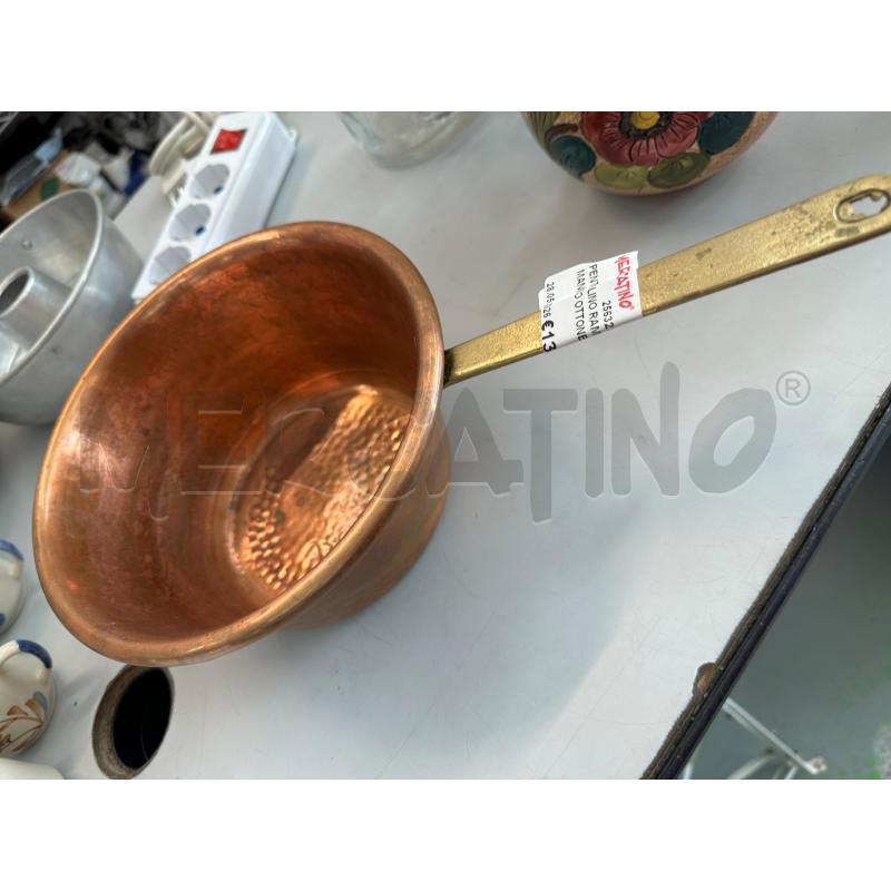 PENTOLINO RAME FONDO MANICO OTTONE  | Mercatino dell'Usato Chivasso 1