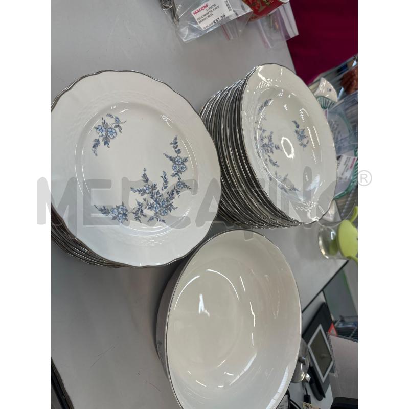 PIATTI PZ. 12+12 BORDO ARGENTO FIORI AZZURRI TOGNANA  | Mercatino dell'Usato Chivasso 1