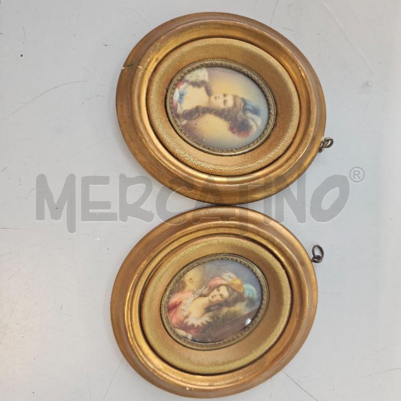 QUADRETTI PZ 2 DAMINE OVALE MINIATURA DIPINTO  | Mercatino dell'Usato Chivasso 1
