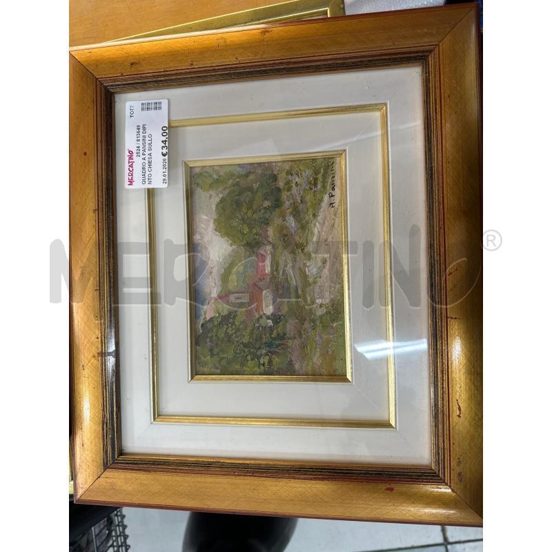 QUADRO A PANSINI DIPINTO CHIESA SULLO SFONDO 37X33 | Mercatino dell'Usato Chivasso 1