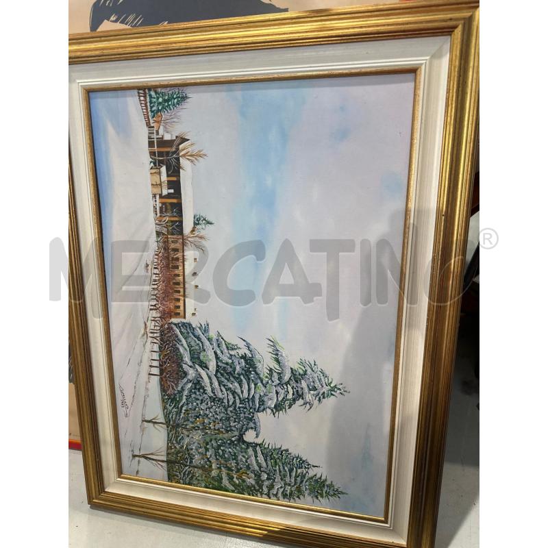QUADRO CASTELLANO OLIO SU TELA CASCINALE INNEVATO | Mercatino dell'Usato Chivasso 1