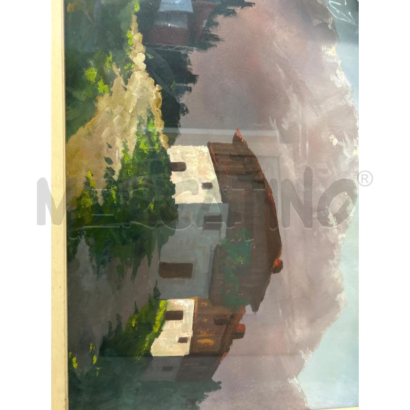 QUADRO CORNICE DORATA CASALE SULLO SFONDO 72X93 | Mercatino dell'Usato Chivasso 2