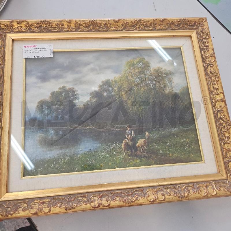 QUADRO DIPINTO DONNA CON LE PECORE | Mercatino dell'Usato Chivasso 1