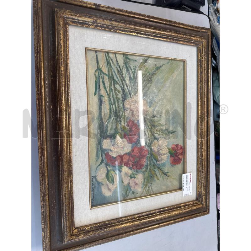 QUADRO DIPINTO MARIO BARRIONE 60X51 MAZZO FIORI ORO9 ANTICHIZZATO  | Mercatino dell'Usato Chivasso 1