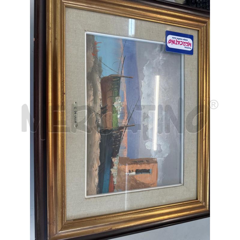 QUADRO DIPINTO PESCHERECCI SULL SPIAGGI G. DE LELLIS 59X48 | Mercatino dell'Usato Chivasso 1