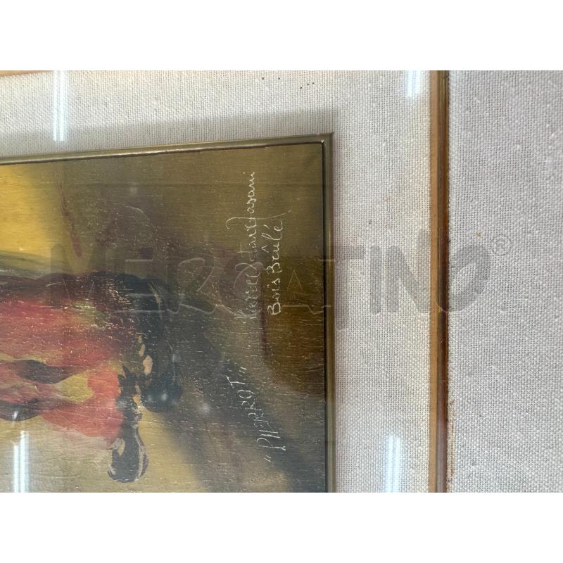 QUADRO PIERRE OCTAVE FASANI PIERROT 13X41 OLIO SU TAVOLA  | Mercatino dell'Usato Chivasso 2