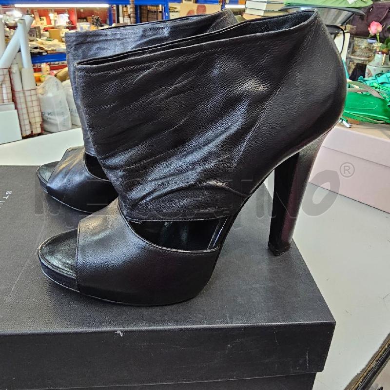 SANDALI DONNA POLLINI NERI TACCO PELLE | Mercatino dell'Usato Chivasso 2