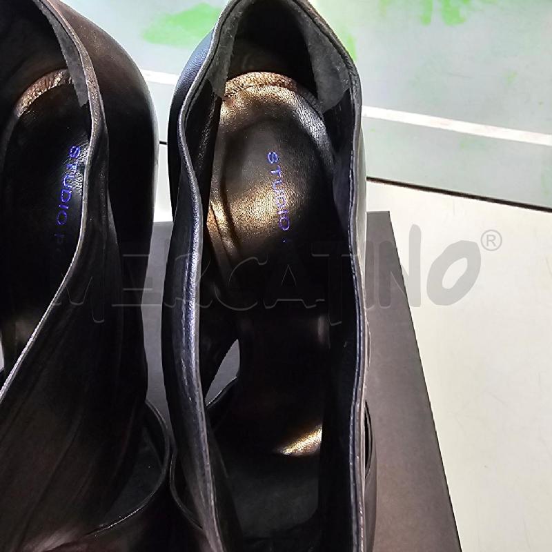SANDALI DONNA POLLINI NERI TACCO PELLE | Mercatino dell'Usato Chivasso 4