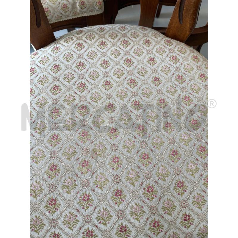 SEDIE PZ. 4 IN LEGNO FODERA CREMA ROMBI FLOREALI | Mercatino dell'Usato Chivasso 2