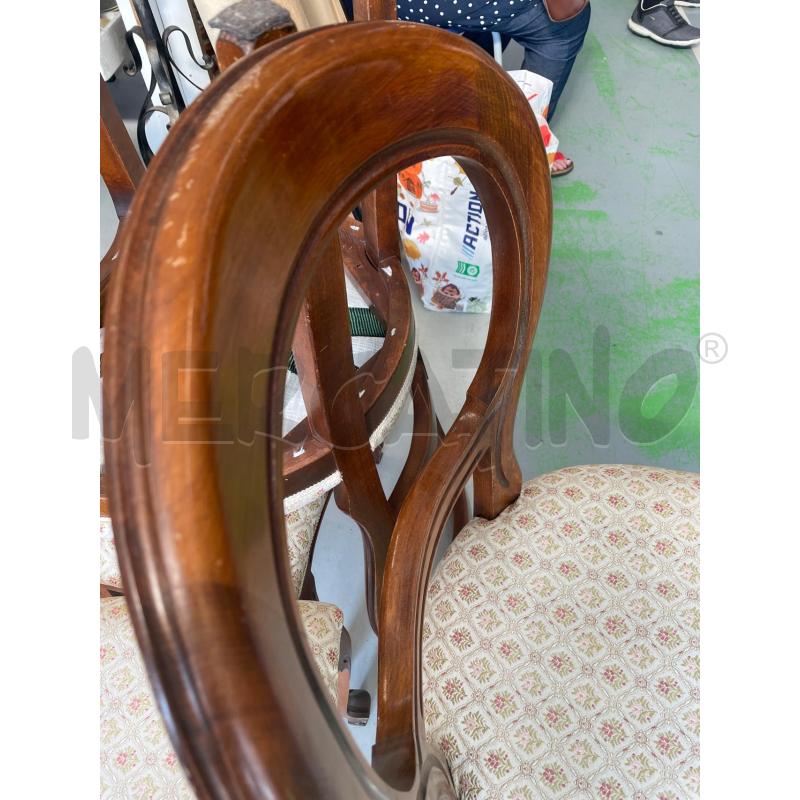 SEDIE PZ. 4 IN LEGNO FODERA CREMA ROMBI FLOREALI | Mercatino dell'Usato Chivasso 3