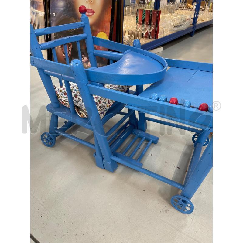 SEGGIOLINO GIRELLO LEGNO AZZURRO ANNI 40  | Mercatino dell'Usato Chivasso 3