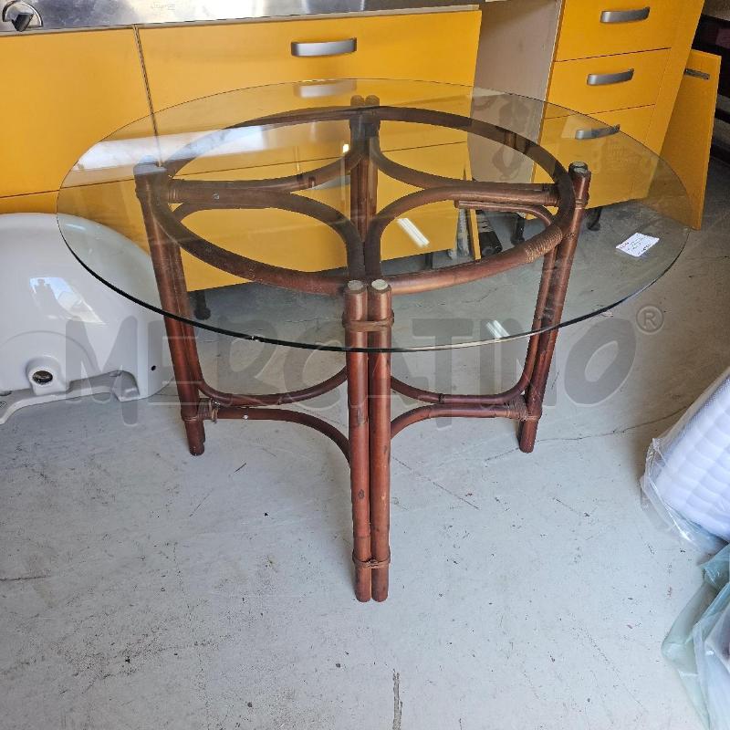 TAVOLO ROTONDO BAMBOO CON RIPIANO VETRO | Mercatino dell'Usato Chivasso 1