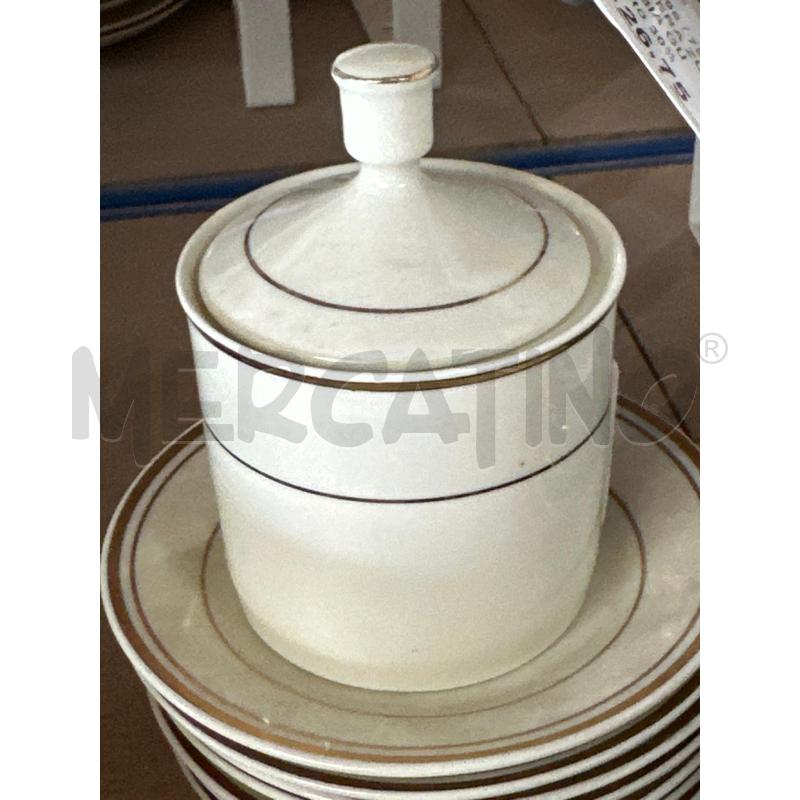 TAZZINE PZ 7 ZUCCHERIERA PIATTINI BORDO ORO FINE CHINA  | Mercatino dell'Usato Chivasso 1