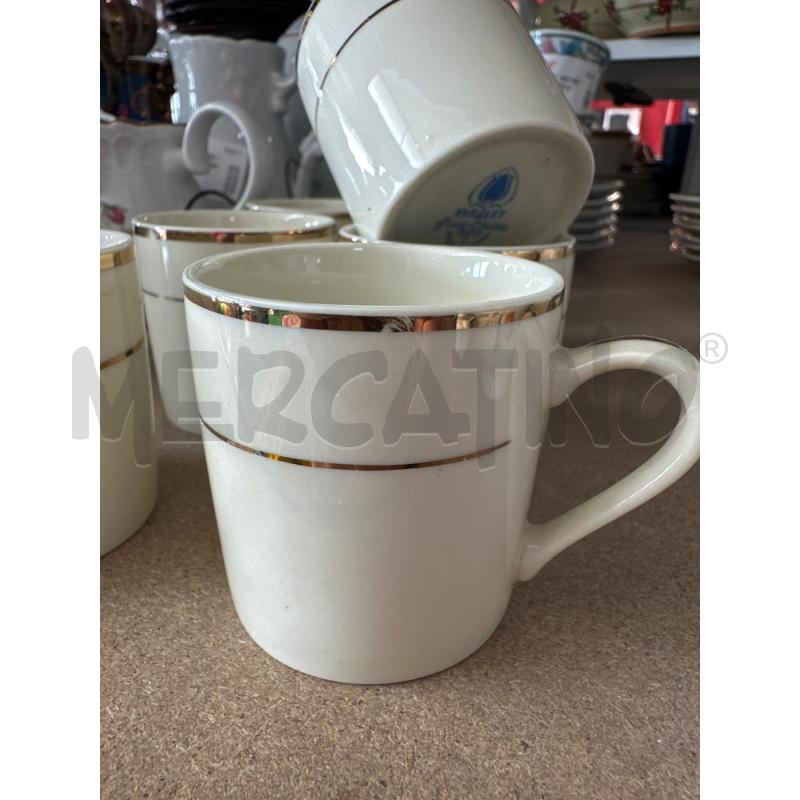 TAZZINE PZ 7 ZUCCHERIERA PIATTINI BORDO ORO FINE CHINA  | Mercatino dell'Usato Chivasso 2
