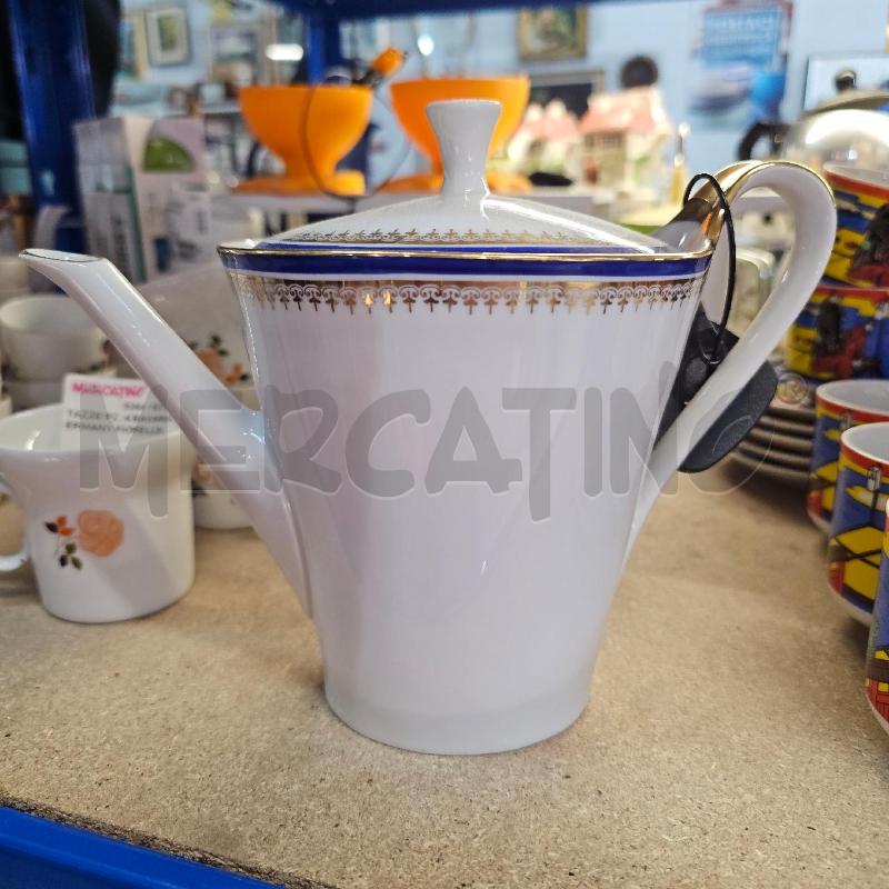 TEIERA BIANCA BAVARIA  CERAMICA BORDO ORO BLU | Mercatino dell'Usato Chivasso 1