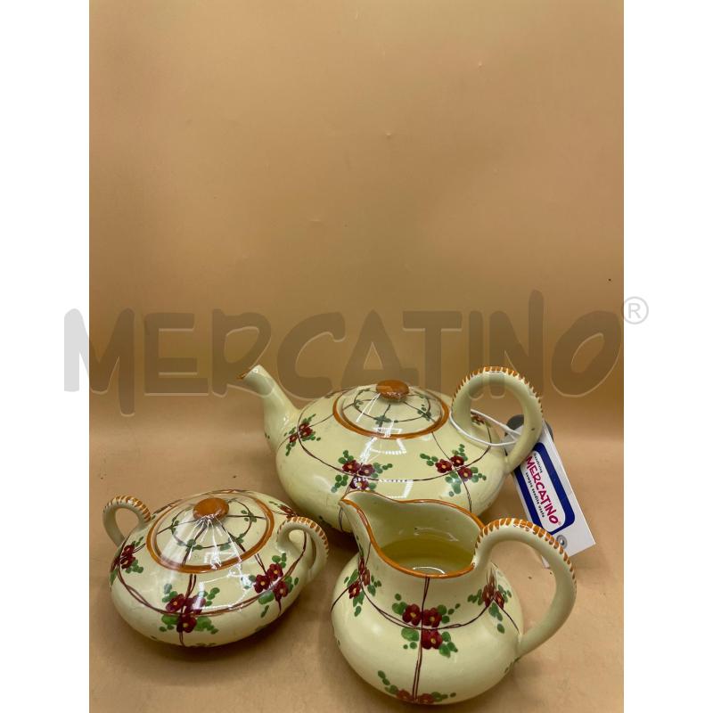 TEIERA LATTIERA ZUCCHERIERA ROBBIA GUALDO CERAMICA FLOREALE SCHEGGIA  LATTIERA  | Mercatino dell'Usato Chivasso 1