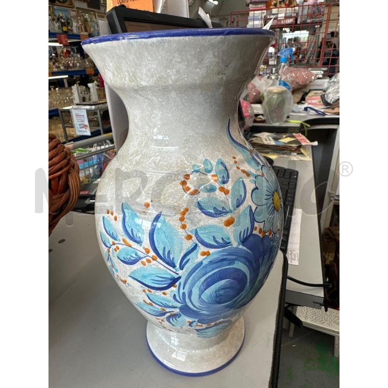 VASO CERAMICA BORDO BLU FIORI AZZURRI DERUTA  | Mercatino dell'Usato Chivasso 1