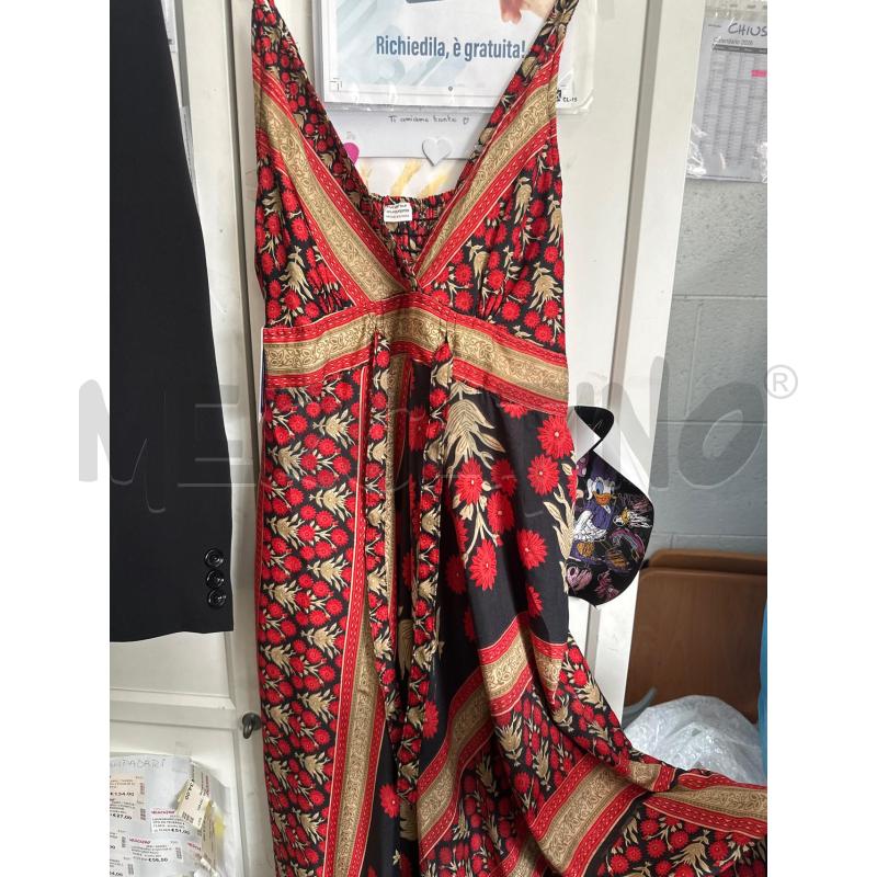 VESTITO DONNA NERO ROSSO FIORI FOGLIE BEIGE MISTO SETA  | Mercatino dell'Usato Chivasso 2