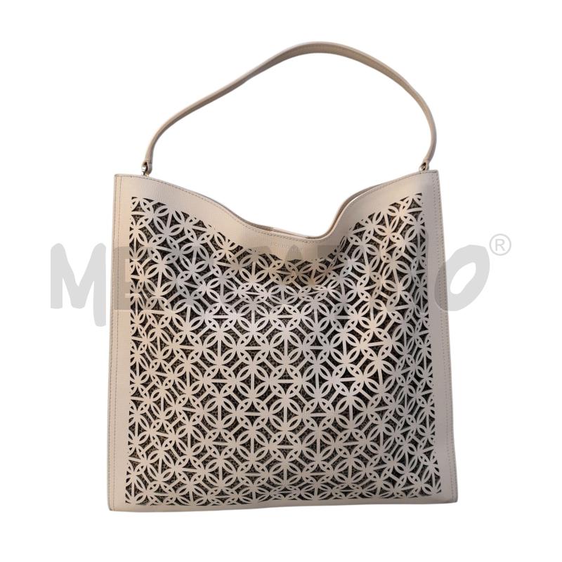 BORSA DONNA BORBONESE A SPALLA BEIGE TRAFORATA PELLE  | Mercatino dell'Usato Avigliana 1