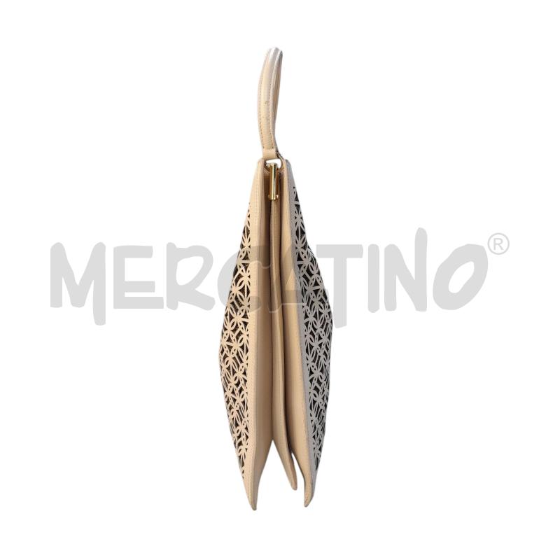 BORSA DONNA BORBONESE A SPALLA BEIGE TRAFORATA PELLE  | Mercatino dell'Usato Avigliana 2