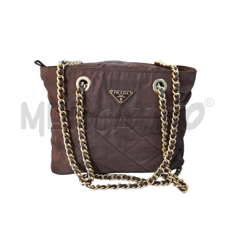 BORSA DONNA PRADA MARRONE IN NYLON TRAPUNTATA  | Mercatino dell'Usato Avigliana 1