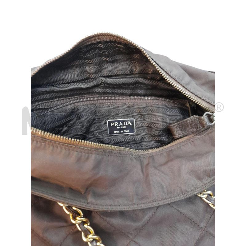 BORSA DONNA PRADA MARRONE IN NYLON TRAPUNTATA  | Mercatino dell'Usato Avigliana 3