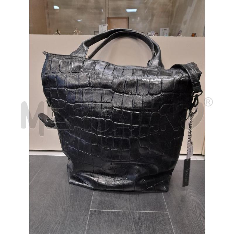 BORSA DONNA SHOPPER PELLE A.SERIO NERO LUCIDO | Mercatino dell'Usato Avigliana 1