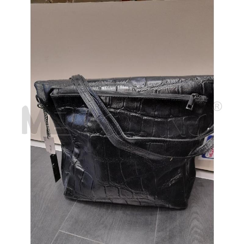 BORSA DONNA SHOPPER PELLE A.SERIO NERO LUCIDO | Mercatino dell'Usato Avigliana 2