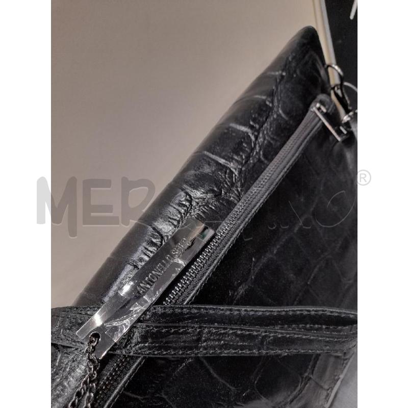 BORSA DONNA SHOPPER PELLE A.SERIO NERO LUCIDO | Mercatino dell'Usato Avigliana 3
