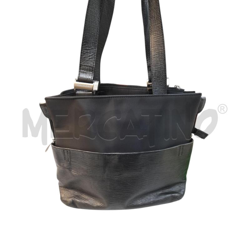 BORSA DONNA TESSUTO E PELLE PIQUADRO NERO  | Mercatino dell'Usato Avigliana 1