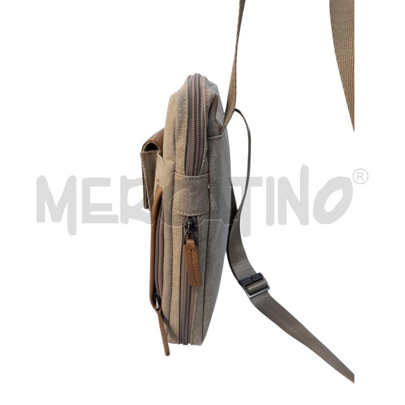 BORSELLO UOMO PIQUADRO BEIGE INSERTI IN PELLE MORO | Mercatino dell'Usato Avigliana 4