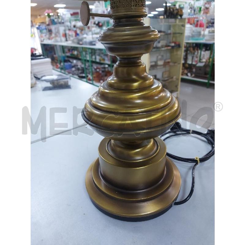 LAMPADA DA TAVOLO STILE MARINARA OTTONE E VETRO OPALINO | Mercatino dell'Usato Avigliana 3