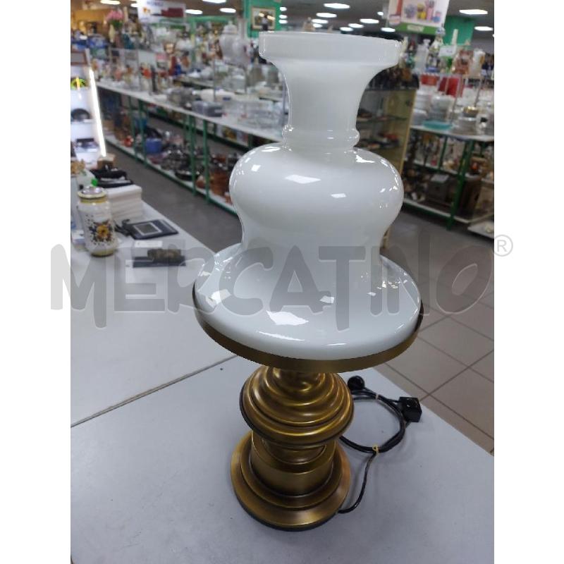 LAMPADA DA TAVOLO STILE MARINARA OTTONE E VETRO OPALINO | Mercatino dell'Usato Avigliana 4