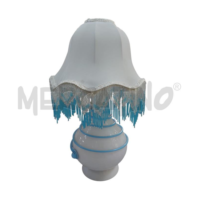LAMPADA VETRO BIANCO AZZURRO CON PERLINE | Mercatino dell'Usato Avigliana 1