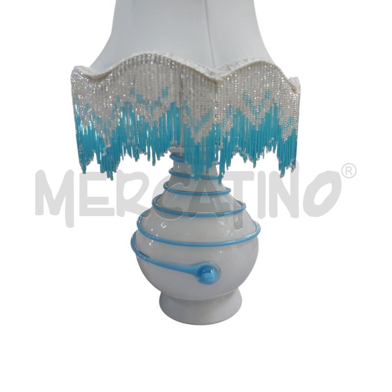 LAMPADA VETRO BIANCO AZZURRO CON PERLINE | Mercatino dell'Usato Avigliana 2