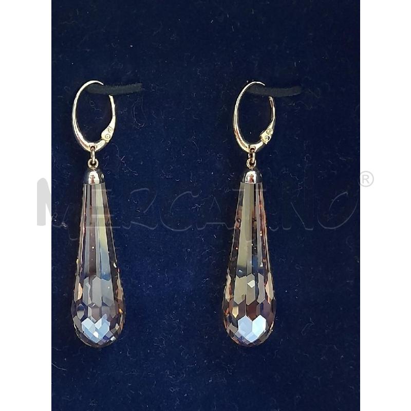 ORECCHINI GOCCIA SWAROVSKI COLOR AMBRA  | Mercatino dell'Usato Avigliana 4